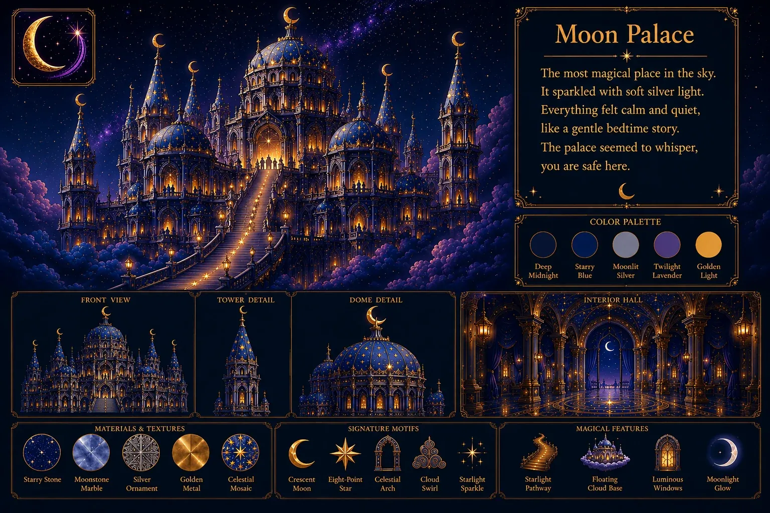 Moon Palace - Home of Queen Lunaria. Welcome to the Moon Palace, the heart of Astravale. Where dreams are protected and every Star Child shines.