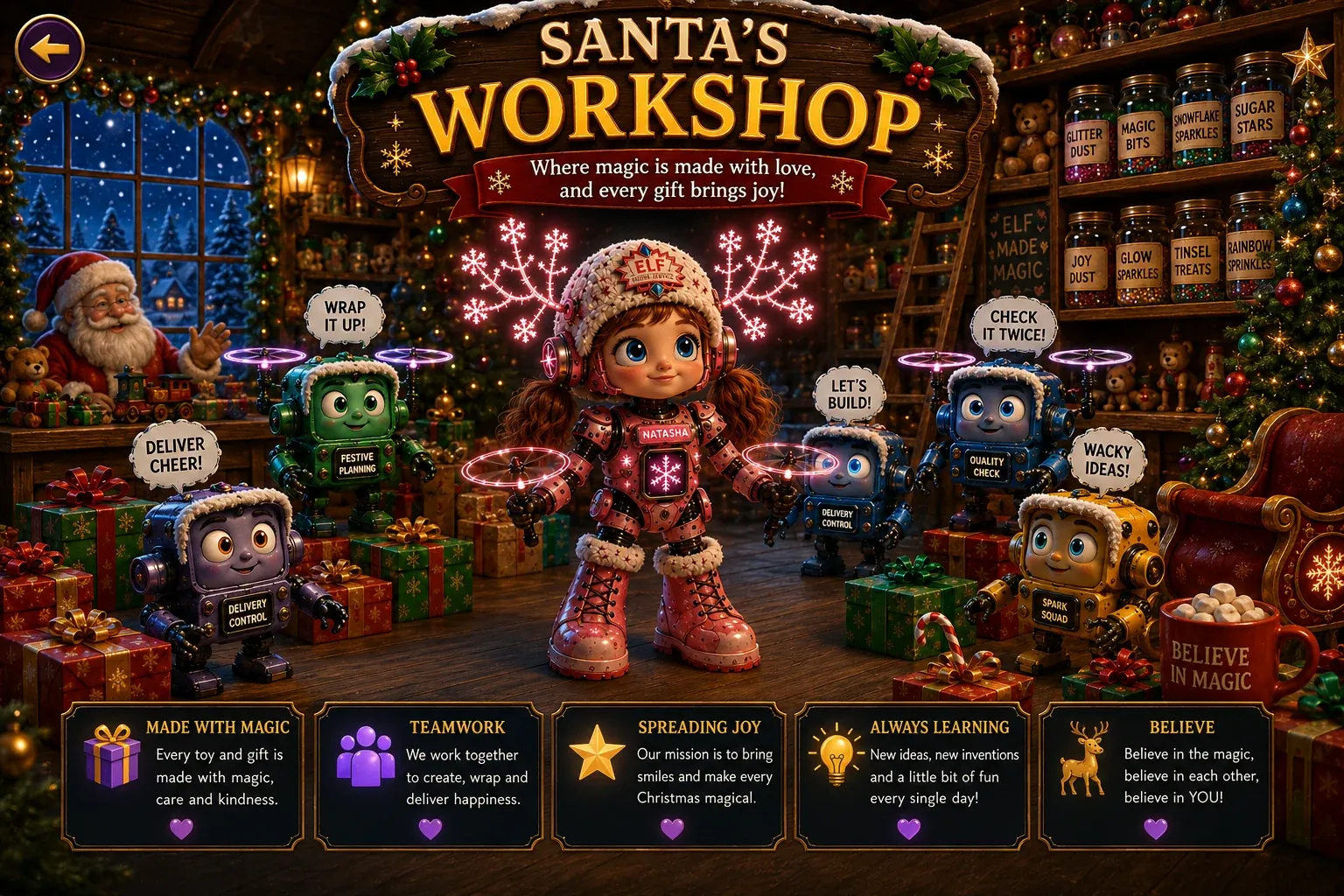 Santa’s Workshop, where magic is made with love and every gift brings joy.
