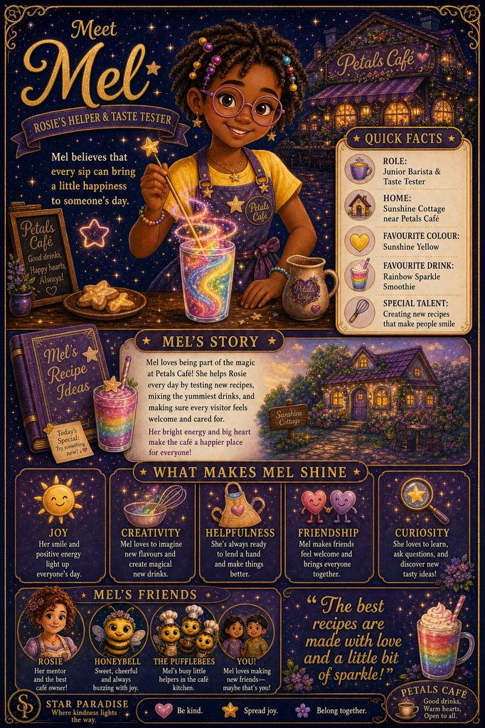 Mel character profile - Rosie's Helper and Taste Tester