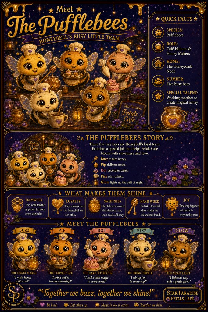 The Pufflebees character profile - Honeybell's Busy Little Team