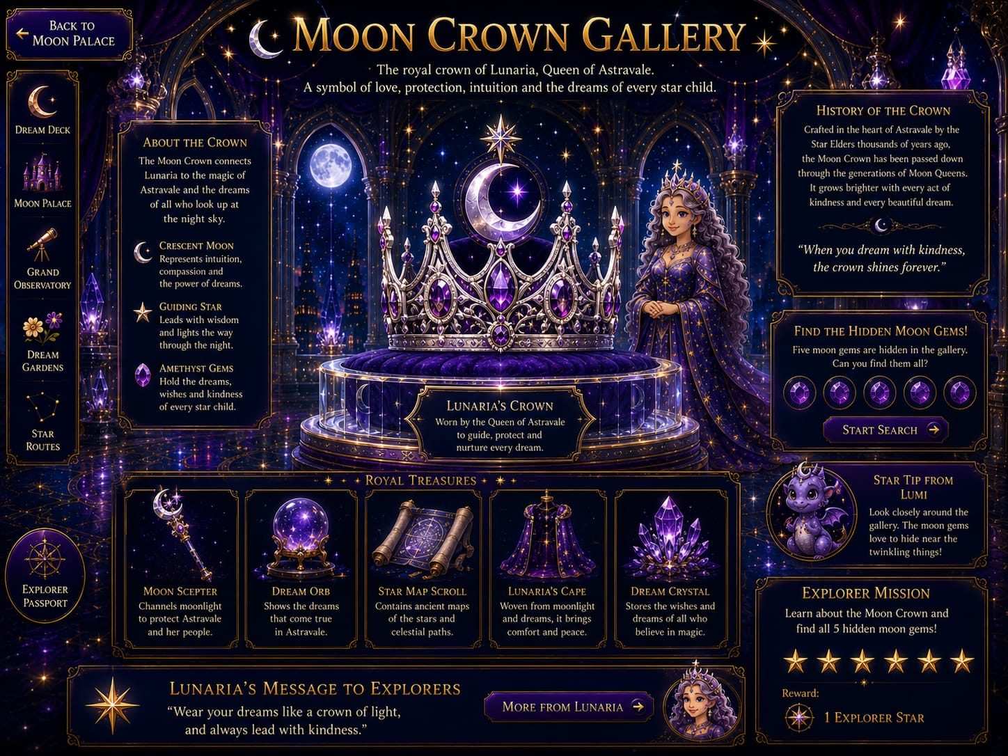 Moon Crown Gallery - The royal crown of Lunaria, Queen of Astravale. A symbol of love, protection, intuition and the dreams of every star child.