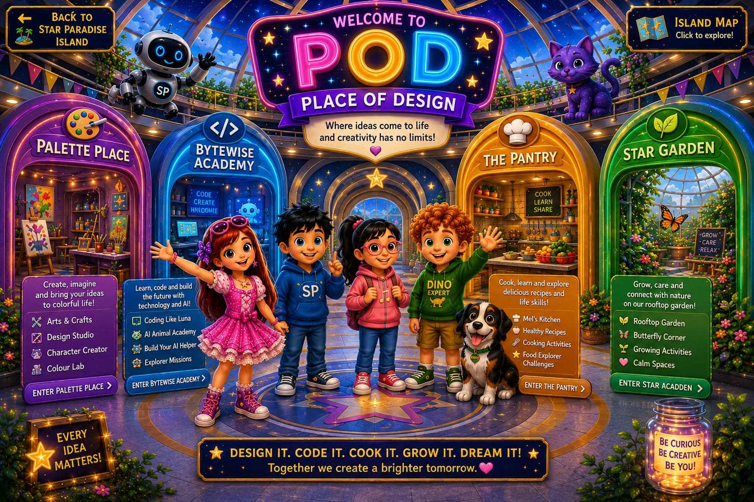 Welcome to POD - Place of Design. Where ideas come to life and creativity has no limits! Design it. Code it. Cook it. Grow it. Dream it!