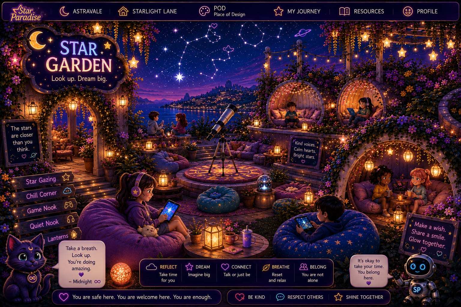 Star Garden - Look up. Dream big. A rooftop garden for stargazing, relaxation and connection.